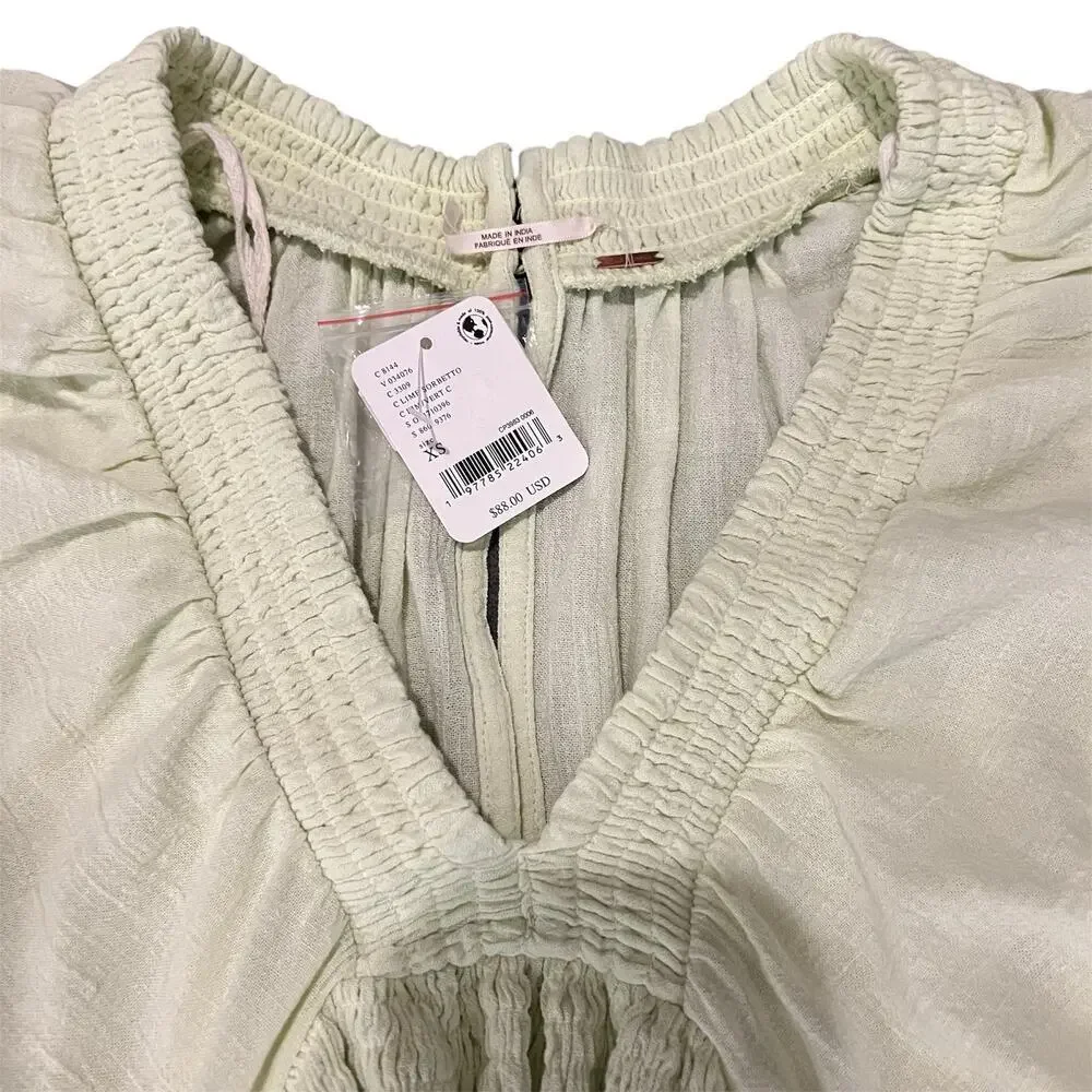 Free People Babydoll Mini Dress Long Sleeve For The Moment Size XS - Picture 4 of 5